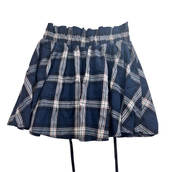 Rumwe Plaid Mini Skirt Lace Up Waist‎ Flared A-Line Skater Skirt Size S - Picture 3 of 5